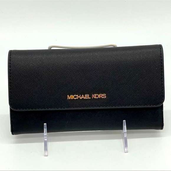 Michael Kors Trifold Wallet Black Leather - Picture 3 of 8